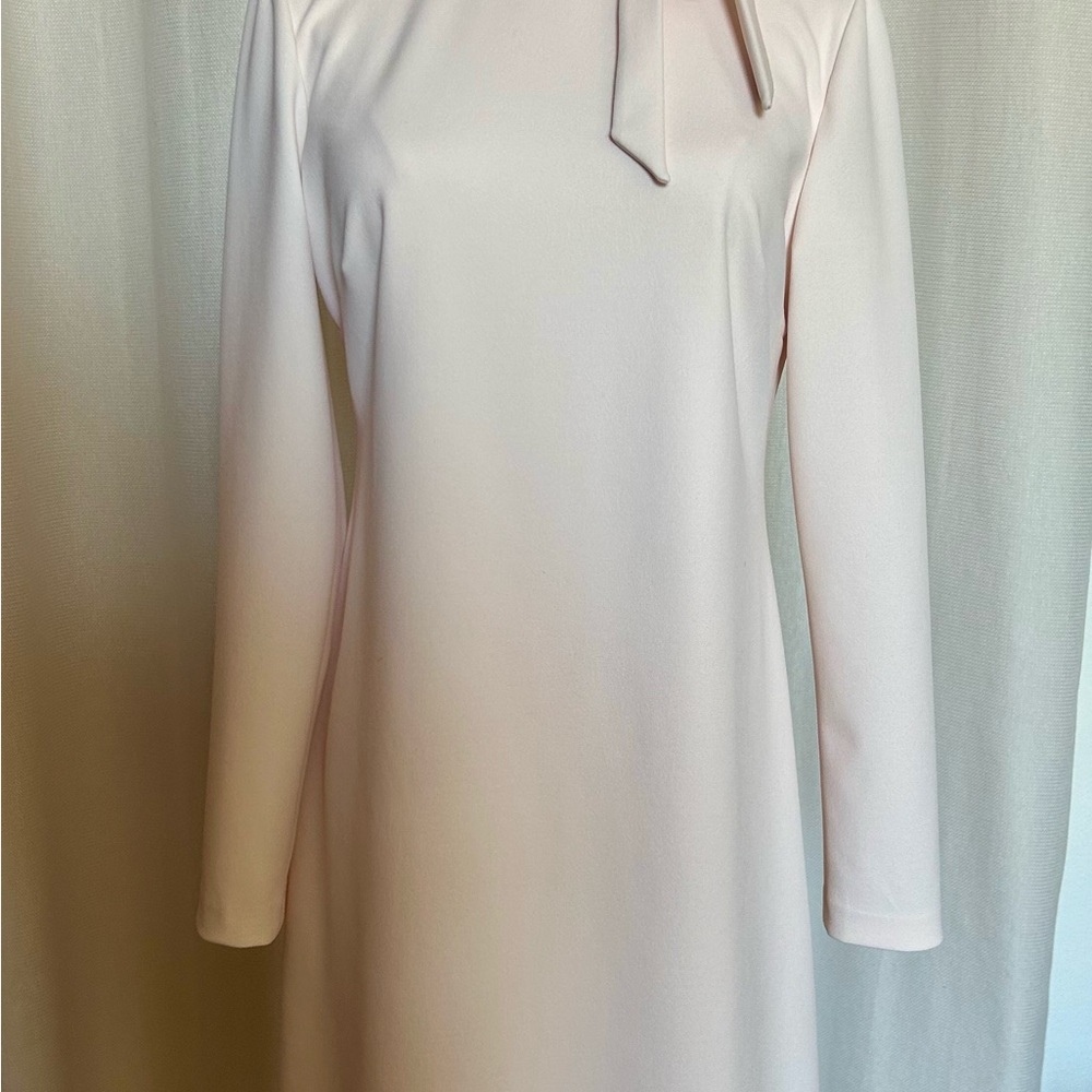 Calvin Klein Blush Pink Long Sleeve Bow Neck Dress – Size 6